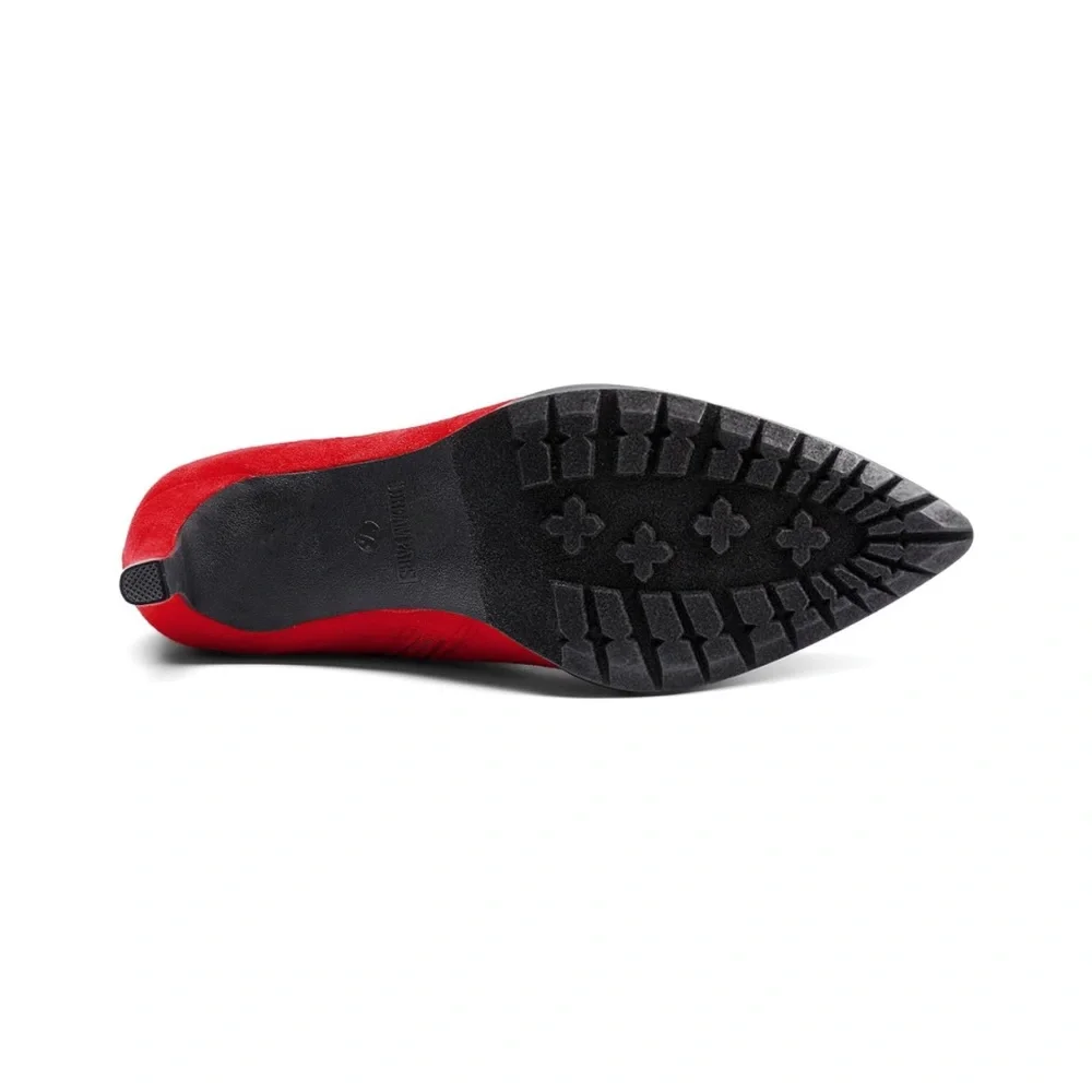 Women's Mid Calf Pointed Toe Suede boots - Picture 5 of 8